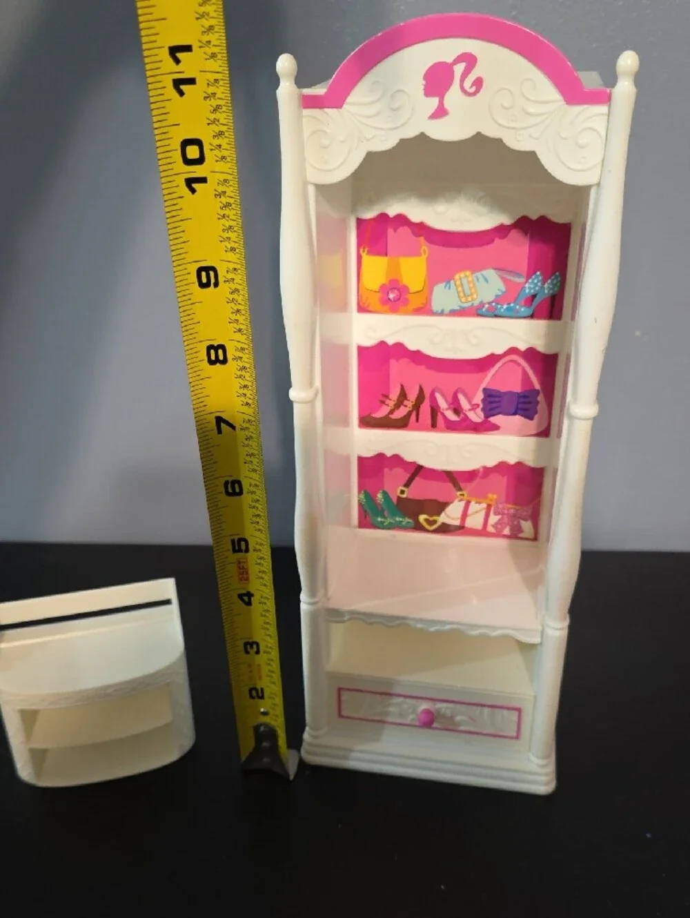 Barbie White and Pink Plastic Storage Display Shelf - Home Organization